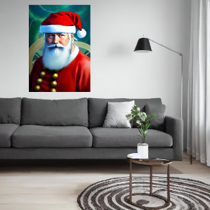 Père Noël aux yeux bleus   AI Art Poster