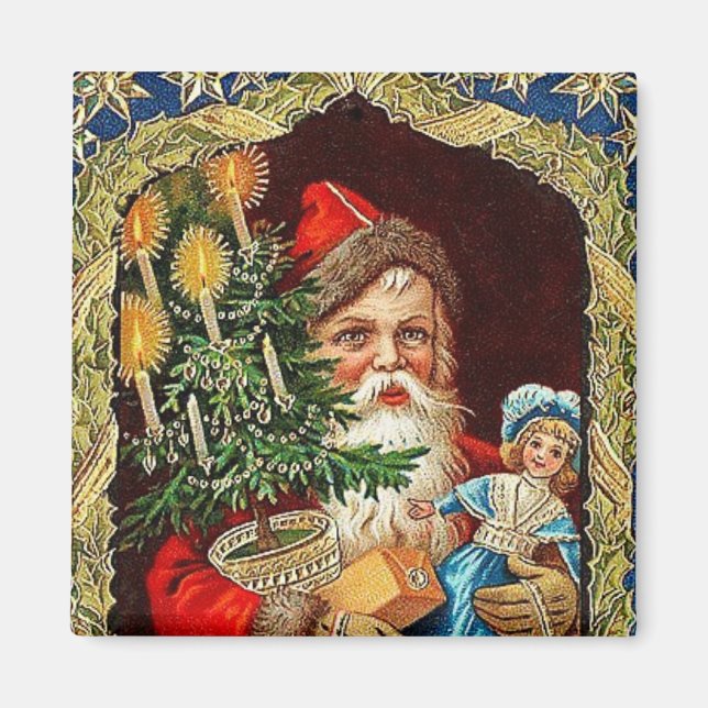 père Noël avec cadeaux Magnet Vintage (Devant)