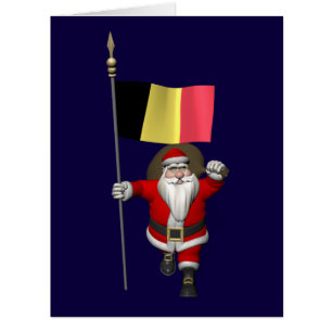 Père Noël Avec Drapeau De Belgique