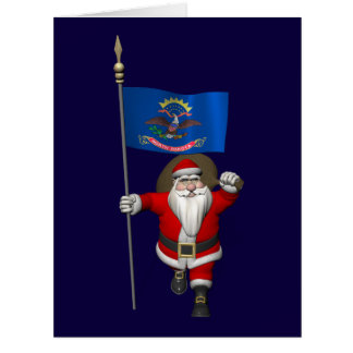Père Noël Avec Drapeau Du Dakota Du Nord