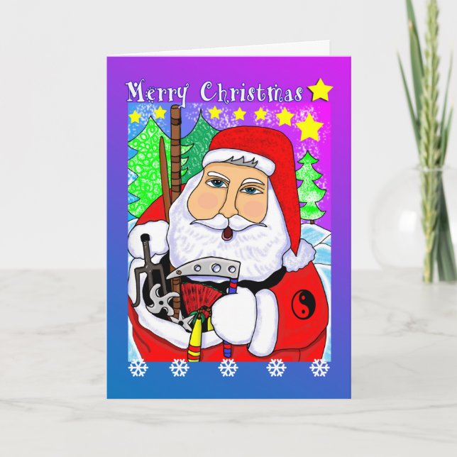 Père Noël avec la carte de voeux de cadeaux d'arts (Devant)