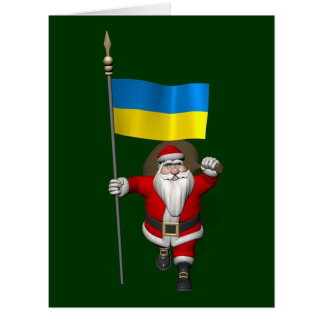 Père Noël Avec L'Enseigne De L'Ukraine (Devant)