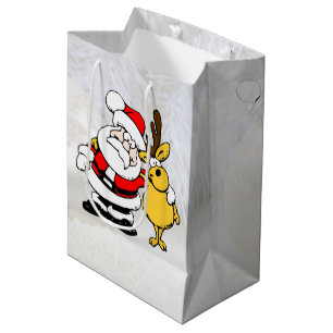 Père Noël Avec Sac Cadeau Moyen Dessin De Cerf