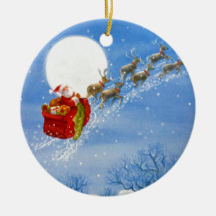Père Noël avec son Ornement Reindeer volant