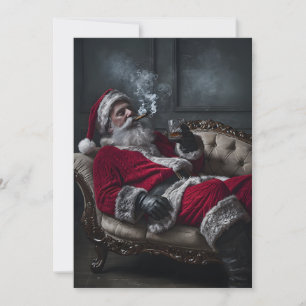 Père Noël Avoir une fumée et un verre - Carte uniq