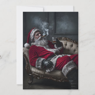 Père Noël Avoir une fumée et un verre - Carte uniq