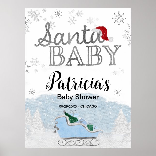 Père Noël Baby Baby shower de Noël Affiche de bien (Devant)
