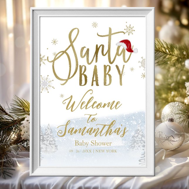 Père Noël Baby Baby shower de Noël Affiche de bien (Créateur téléchargé)
