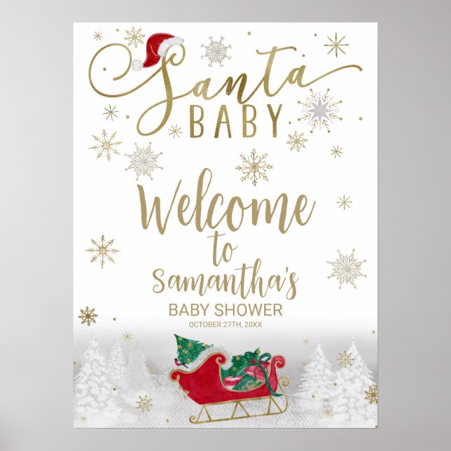 Père Noël Baby Baby shower de Noël Affiche de bien (Devant)