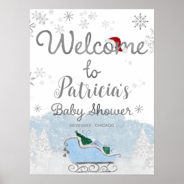 Père Noël Baby Baby shower de Noël Affiche de bien (Devant)