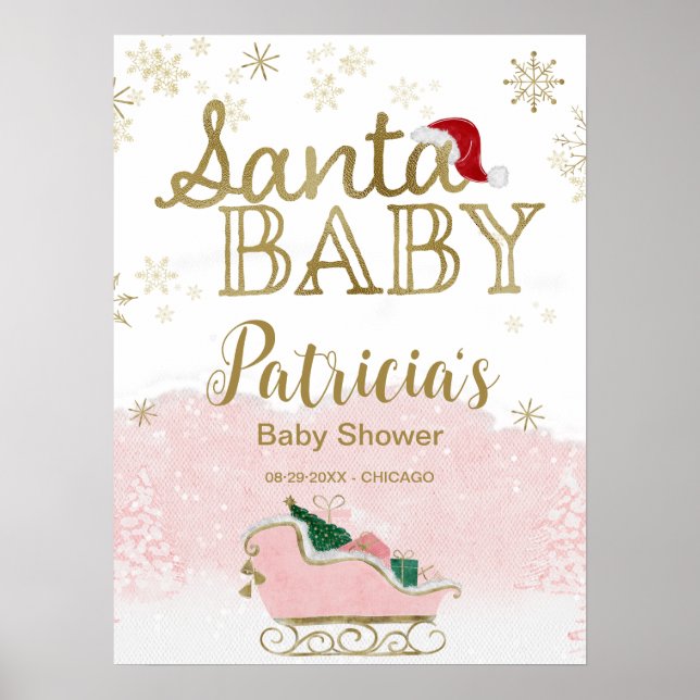 Père Noël Baby Baby shower de Noël Affiche de bien (Devant)