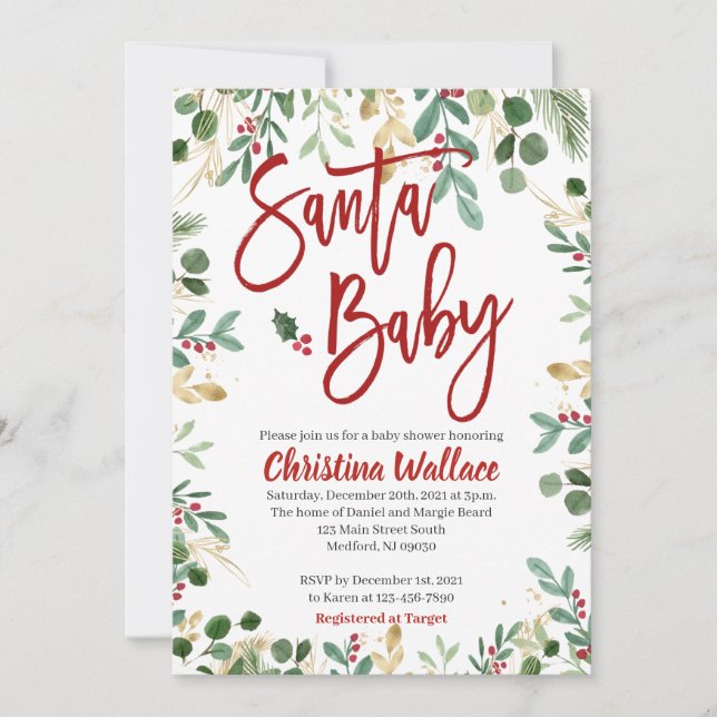 Père Noël Baby Baby Shower Invitations (Devant)