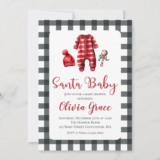 Père Noël Baby Christmas Baby shower Invitation (Devant)