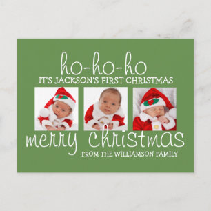 Père Noël Baby First Christmas Trois photos Carte 