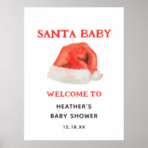 Père Noël Baby Holiday Baby shower Welcome Poster