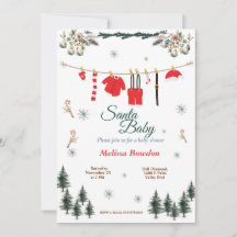 Père Noël Baby shower Invitation - Thème de Noël