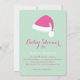 Père Noël Baby shower Invitation - vert menthe