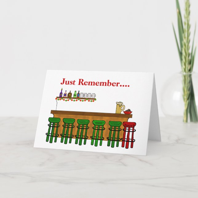 Père Noël Barre Tabouret amusant Carte de Noël (Devant)