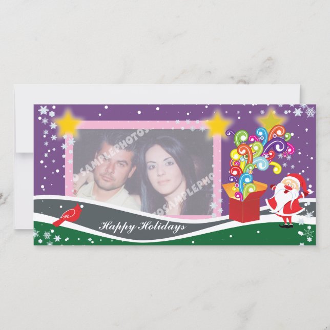 Père Noël, Boîte Cadeau Et Cartes photos Cardinaux (Devant)