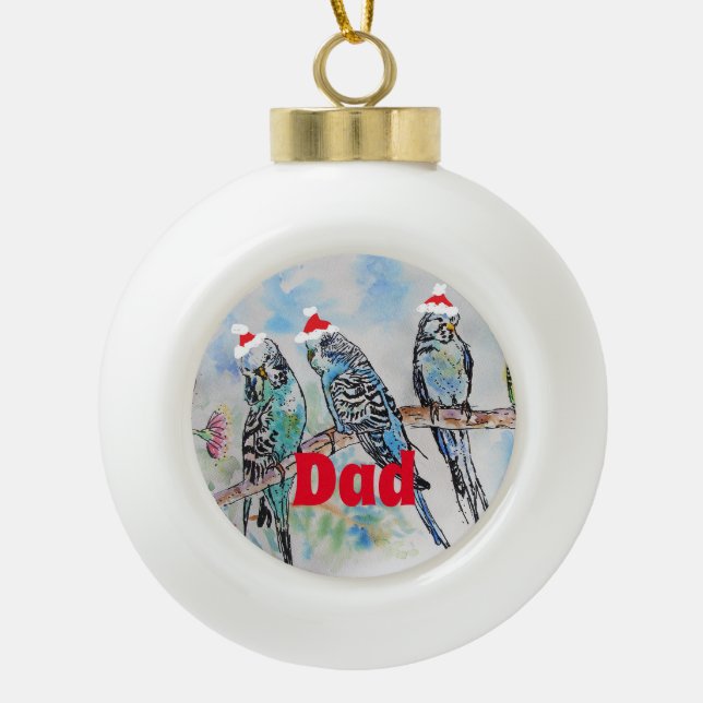 Père Noël Budgie Parrot Budgies père ornement (Devant)