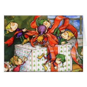 Père Noël Busy Elves sur la carte de veille de Noë
