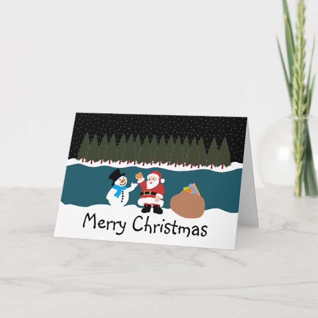 Père Noël Cadeau À La Carte De Vacances Snowman (Devant)