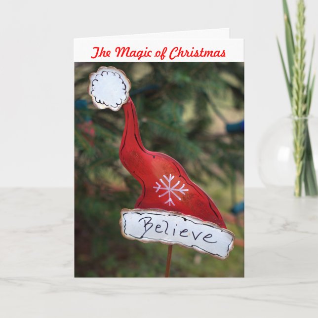 Père Noël Casquette Croire carte de Noël (Devant)