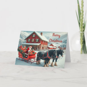 Père Noël Chargement d'un cheval tiré Sleigh Carte