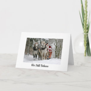 Père Noël cheval et carte de Noël de traîneau