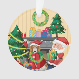 Père Noël & Chien au coin du feu – Noël cosy