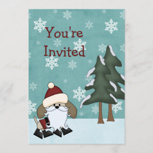 Père Noël Chien Noël Fête Anniversaire Invitation