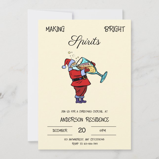 Père Noël Christmas Cocktail Invitation (Devant)