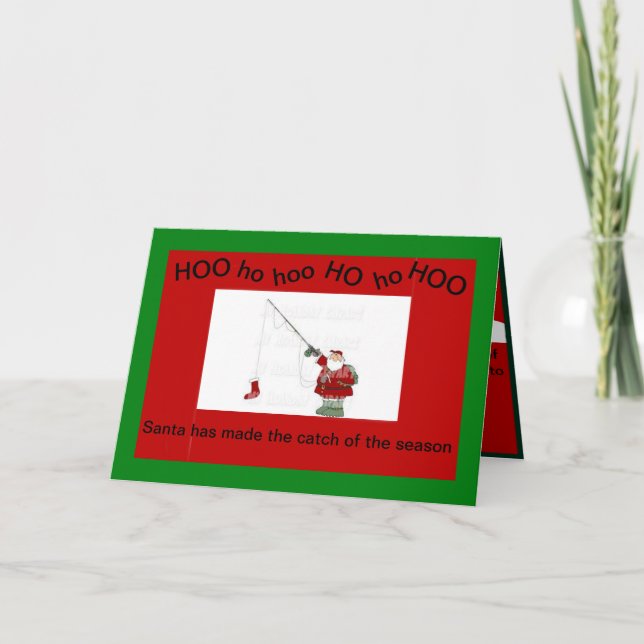 Père Noël Christmas Fishing sur une carte de Noël (Devant)