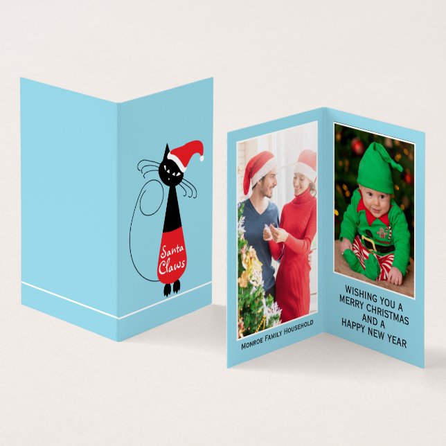 Père Noël Claws, Carte de Noël Photo Famille (Intérieur et extérieur)
