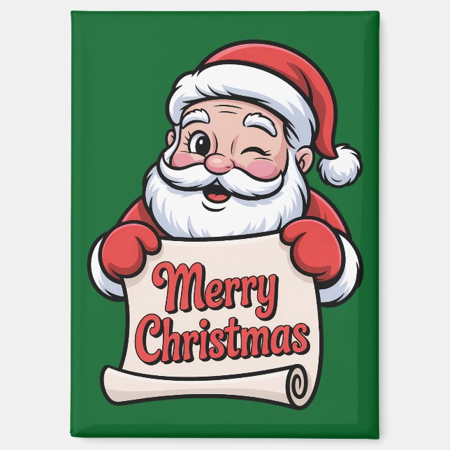Père Noël Clin d'Œil 🎅 "Merry Christmas" Magnet (Vorderseite)