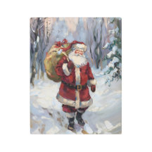 Père Noël dans la forêt de neige