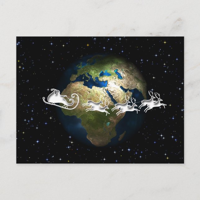 père Noël dans le monde entier carte postale (Devant)