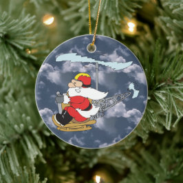Père Noël dans un ornement d'hélicoptère