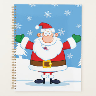 Père Noël dans une scène hivernale enneigée