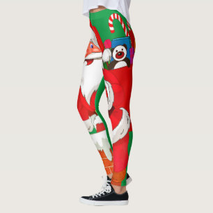 Père Noël de Noël Leggings Verts