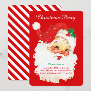 Père Noël de Noël sur invitation de fête rouge