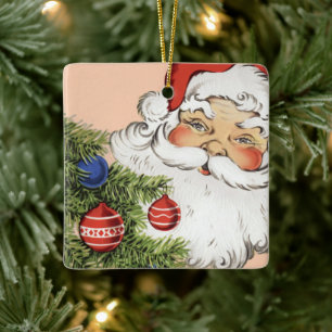 Père Noël de Noël vintage avec ornements d'arbre