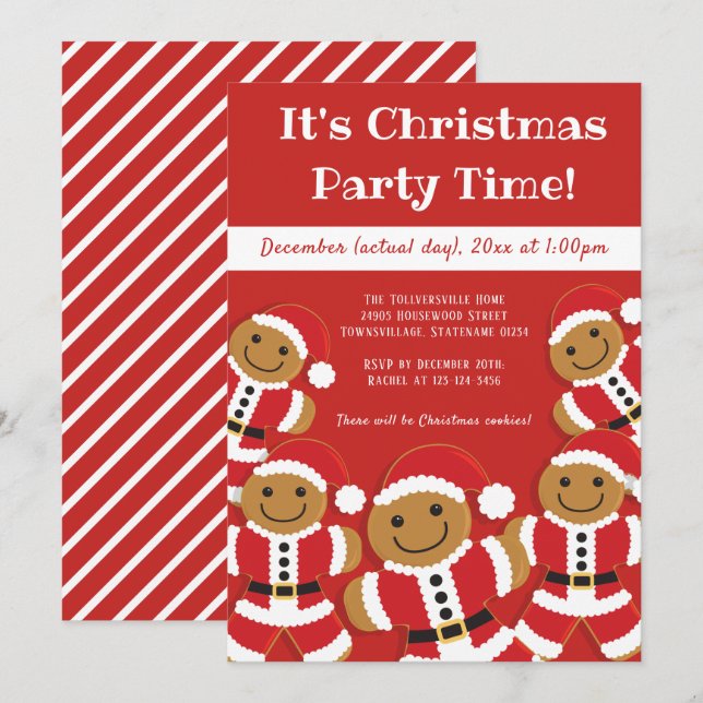 Père Noël de pain d'épices | Invitation à la fête  (Devant / Derrière)