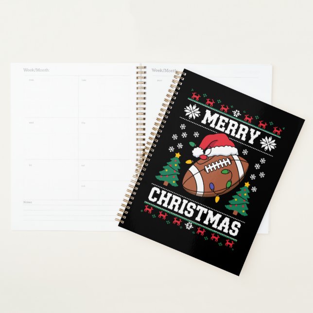 Père Noël de style pull de Noël moche football amé (Devant avec enveloppe)