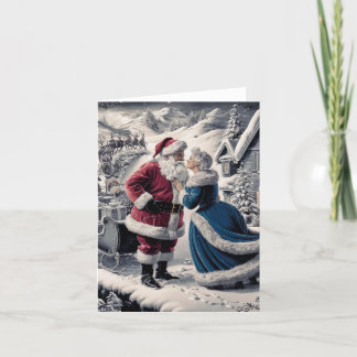 Père Noël disant au revoir à Mme Claus - Carte vie