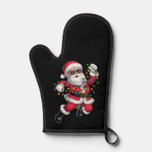 Père Noël Drôle Avec Noël Lumières Fête