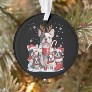 Père Noël drôle chiens Bouledogue Français Noël Xm