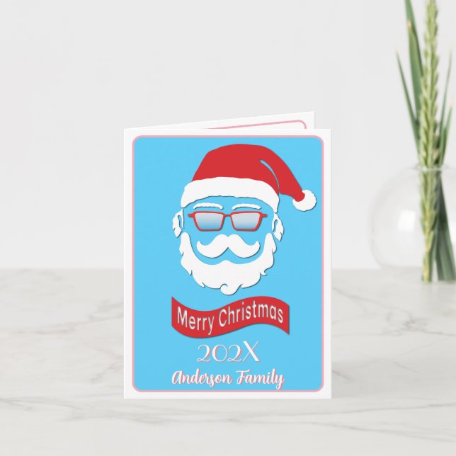 Père Noël drôle hipster style carte de Noël (Devant)
