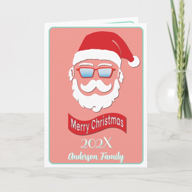 Père Noël drôle hipster style carte de Noël (Devant)