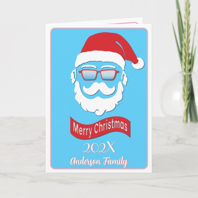 Père Noël drôle hipster style carte de Noël (Devant)